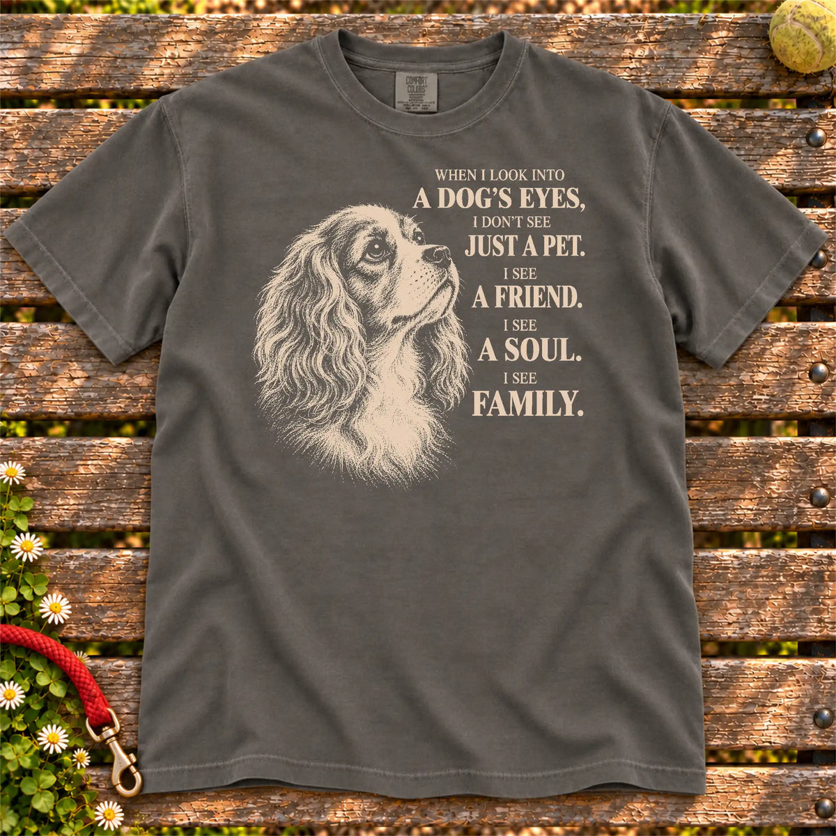Pepper Comfort Colors® T-shirt featuring the Cavalier More Than a Pet design.