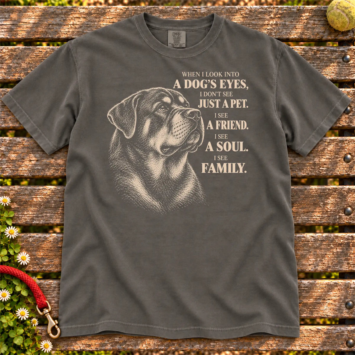 Pepper Comfort Colors® T-shirt featuring the Rottweiler More Than a Pet design.