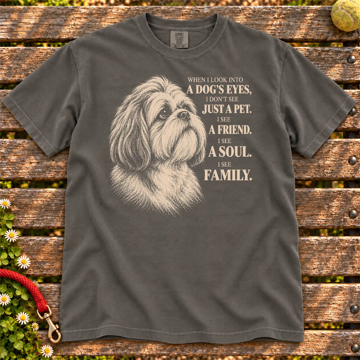 Pepper Comfort Colors® T-shirt featuring the Shih Tzu More Than a Pet design.