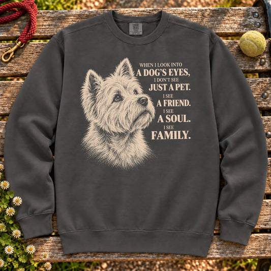 Pepper Comfort Colors® sweatshirt featuring the Westie More Than a Pet design.