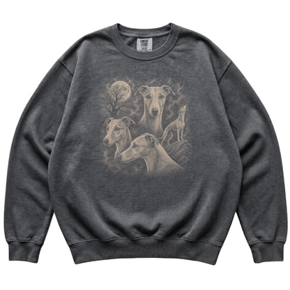 Whippet 90s Moon Sweatshirt in Pepper — flat lay