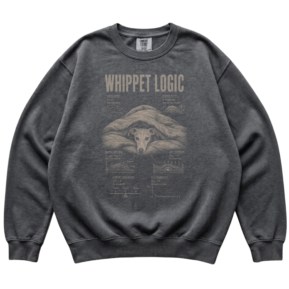 Pepper Whippet Logic sweatshirt laid flat