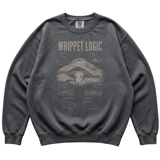 Pepper Whippet Logic sweatshirt laid flat