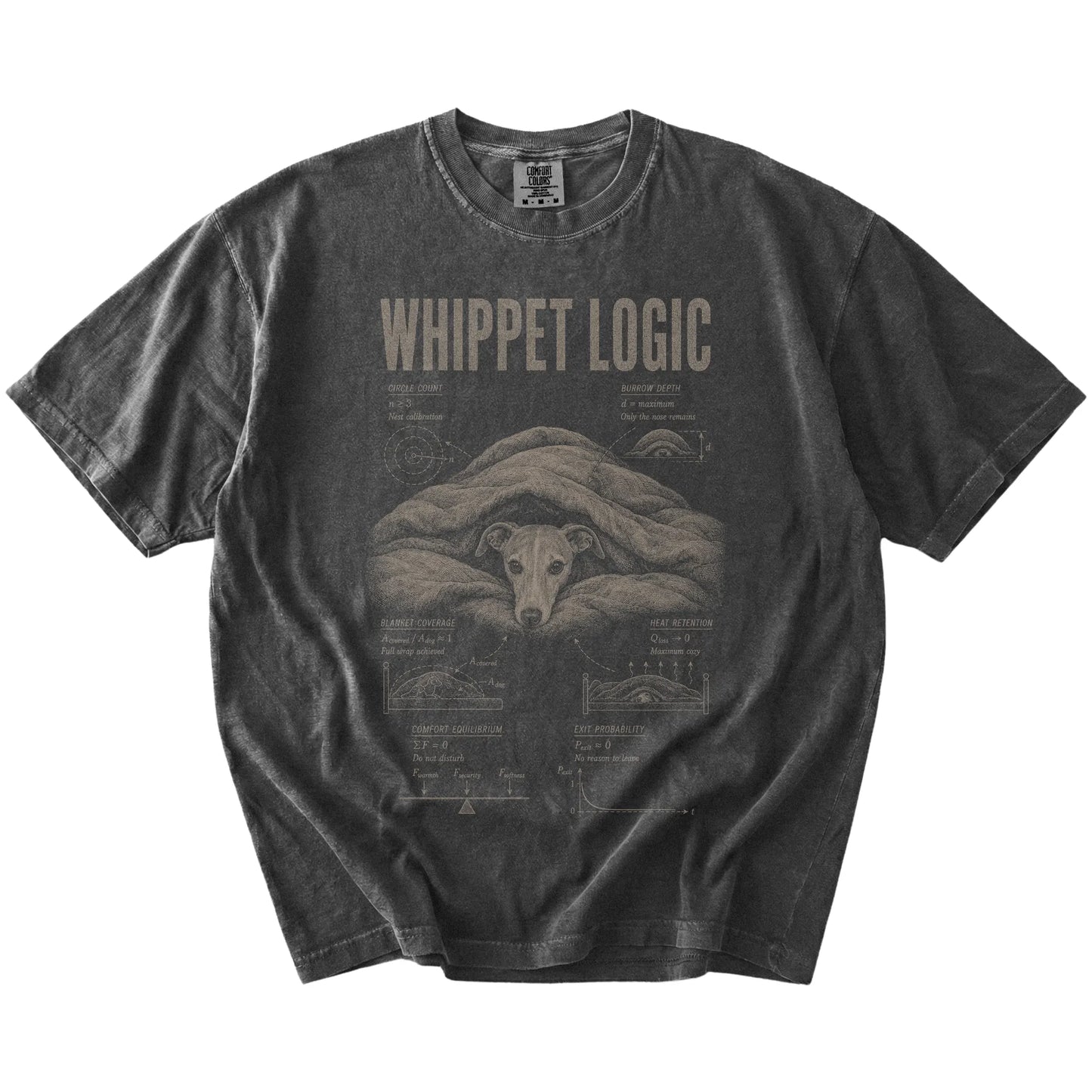 Pepper Whippet Logic T-Shirt laid flat
