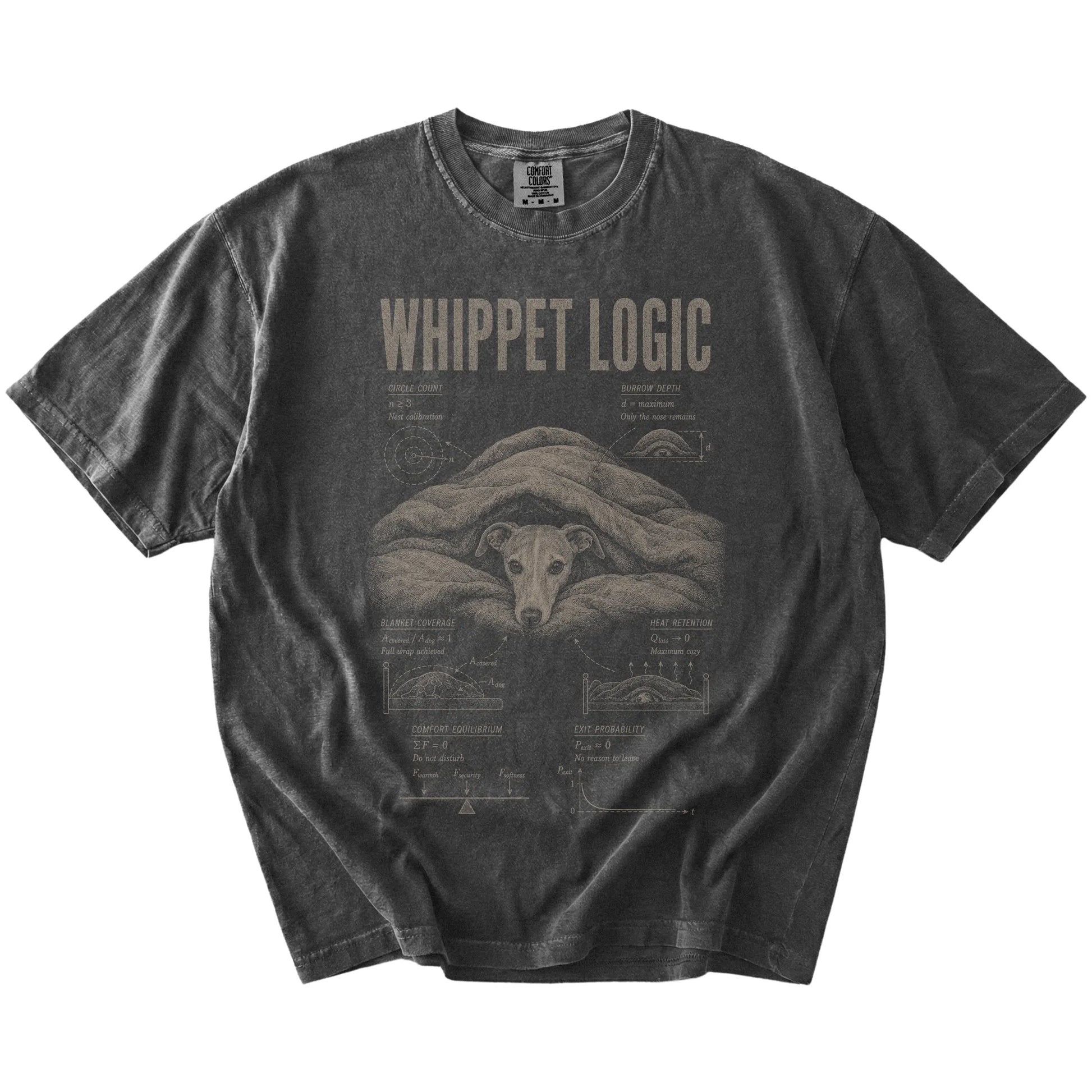 Pepper Whippet Logic T-Shirt laid flat
