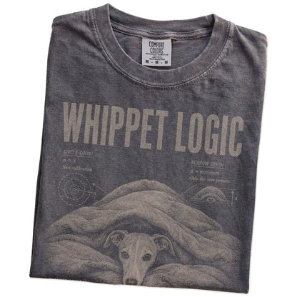 Folded Pepper Whippet Logic T-Shirt showing the graphic
