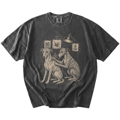 Pepper Whippet Tattoo t-shirt laid flat