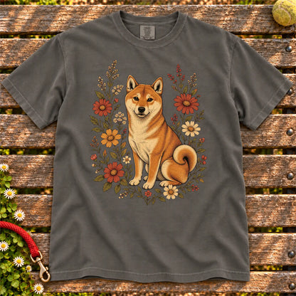 Wildflower Shiba Inu T-Shirt in Pepper