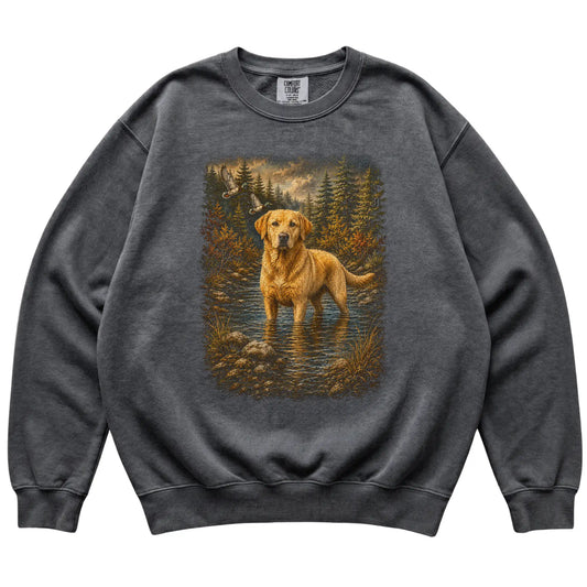 Yellow Lab Duck Hunting Sweatshirt in Pepper