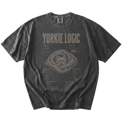 Pepper Yorkie Logic T-Shirt laid flat