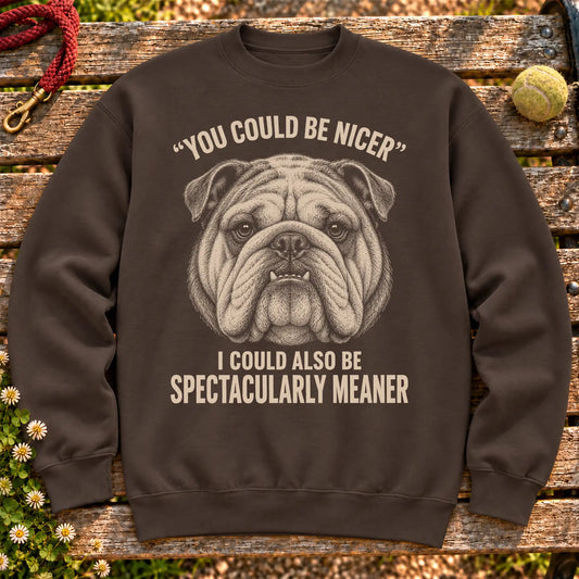 Bulldog Guard Dog Sweatshirt in Dark Chocolate — flat lay