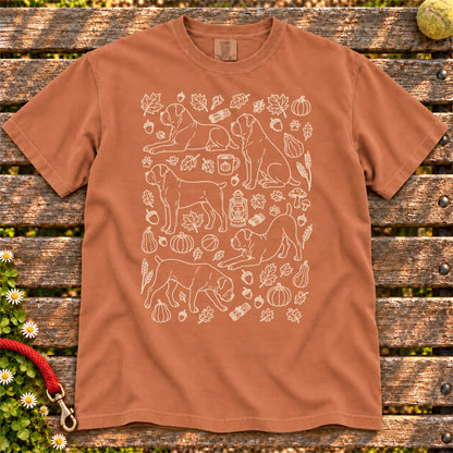 Autumn Cane Corso design on a Yam Comfort Colors T-shirt, shown flat