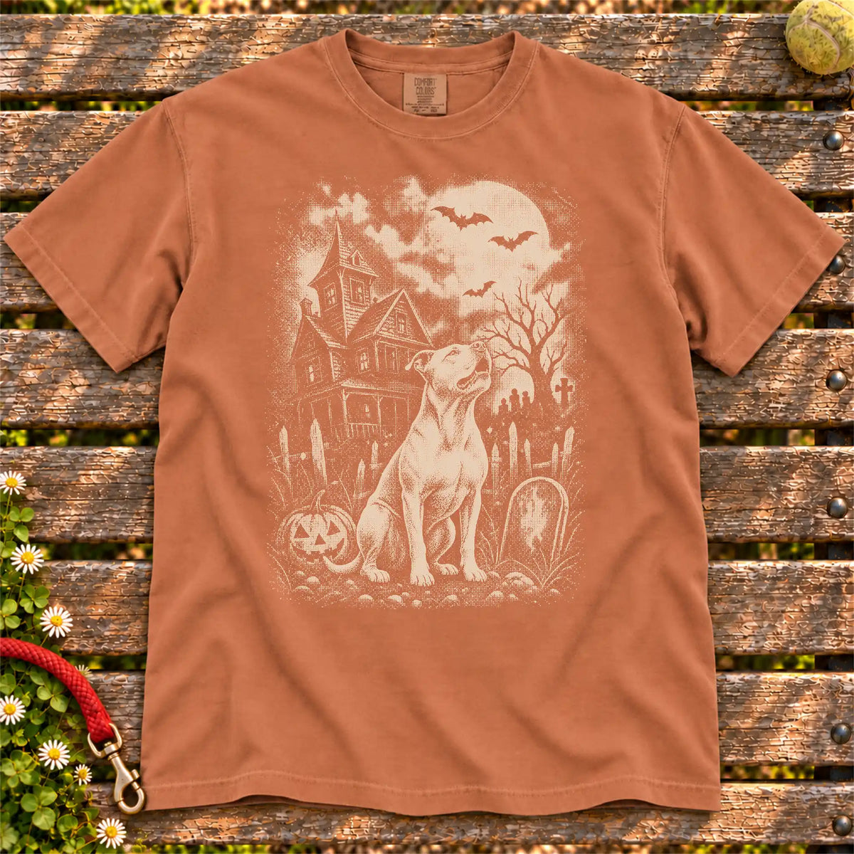 Haunted House Pitbull T-Shirt in Yam