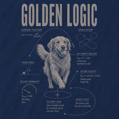 Navy Golden Retriever Logic shirt design detail