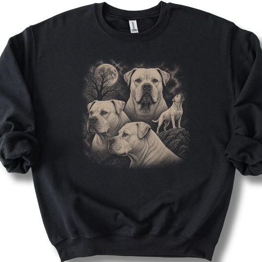 American Bulldog 90s Moon design on a black sweatshirt.
