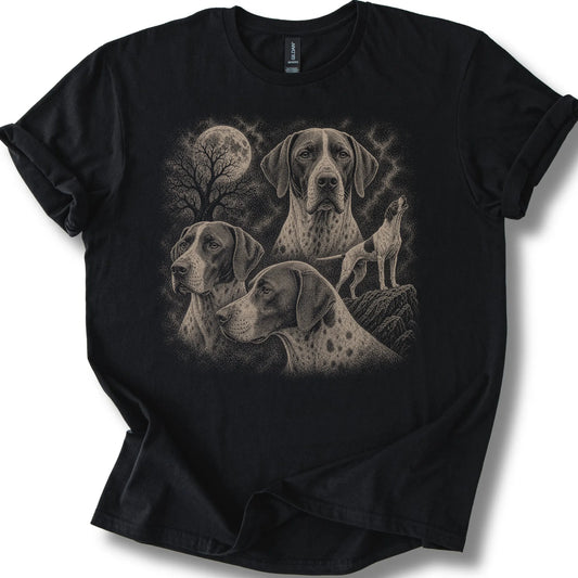Pointer 90s Moon design on a black T-shirt.