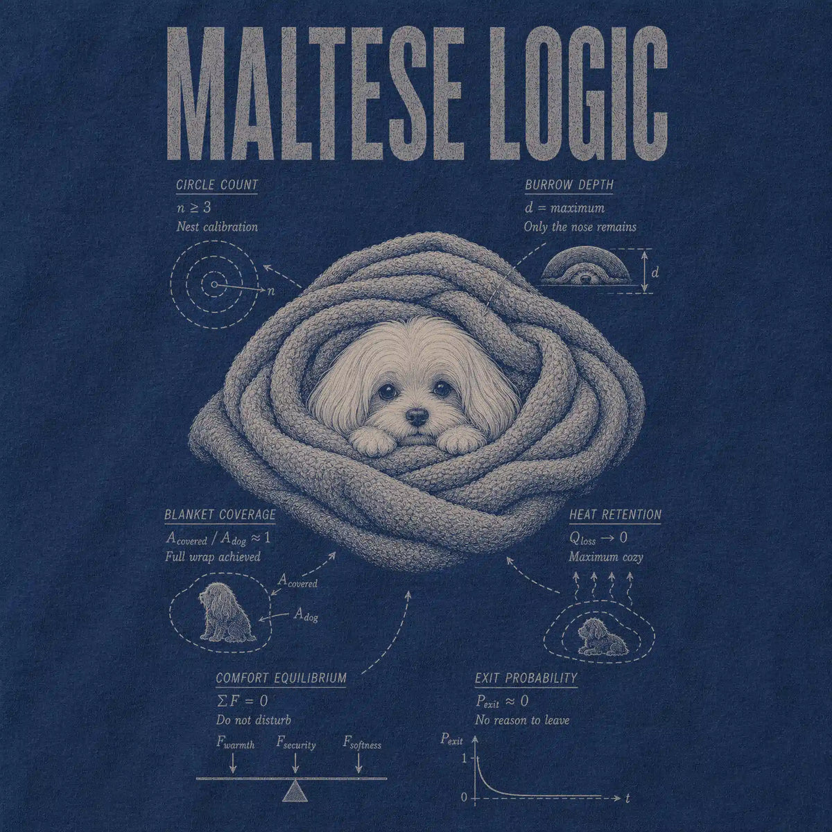 Navy Maltese Logic T-Shirt design detail
