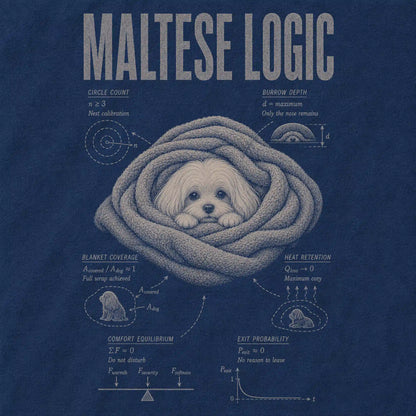 Navy Maltese Logic T-Shirt design detail