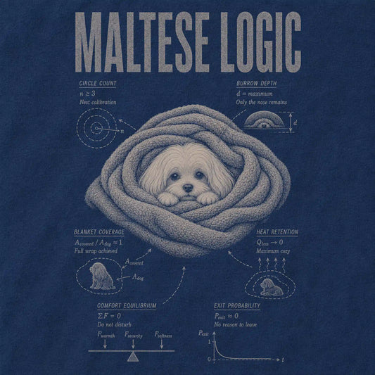 Navy Maltese Logic T-Shirt design detail