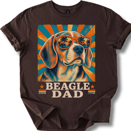 Beagle Dad T-shirt in Dark Chocolate — flat lay