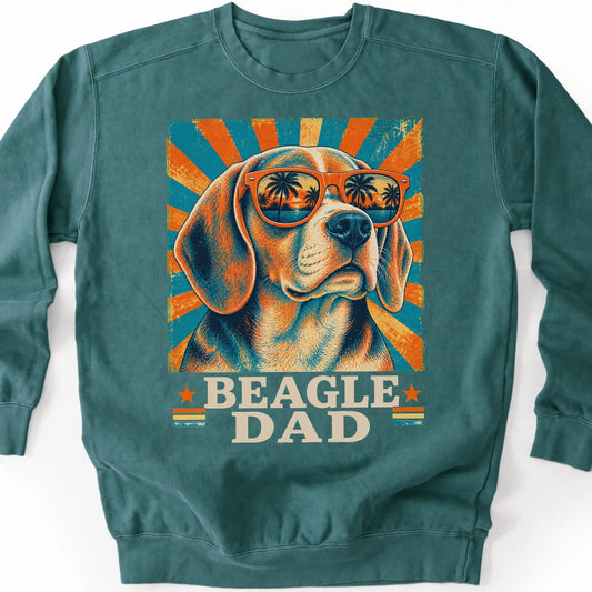 Beagle Dad sweatshirt in Blue Spruce — flat lay