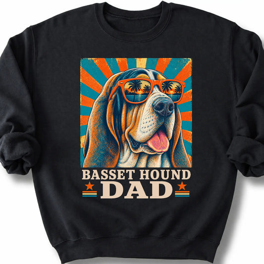 Basset Hound Dad sweatshirt in Black — flat lay