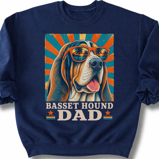 Basset Hound Dad sweatshirt in Navy — flat lay