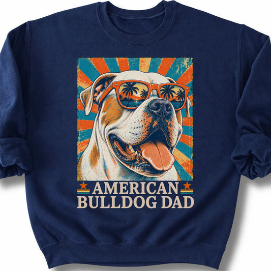 American Bulldog Dad sweatshirt in Navy — flat lay