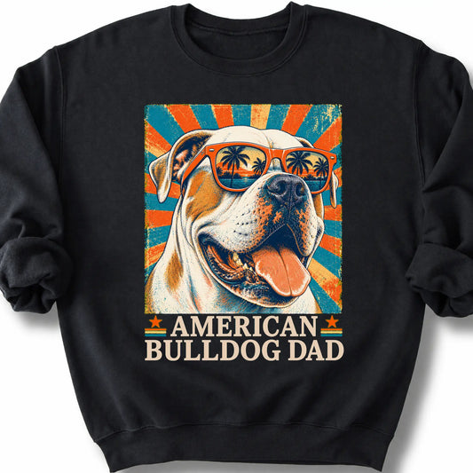 American Bulldog Dad sweatshirt in Black — flat lay