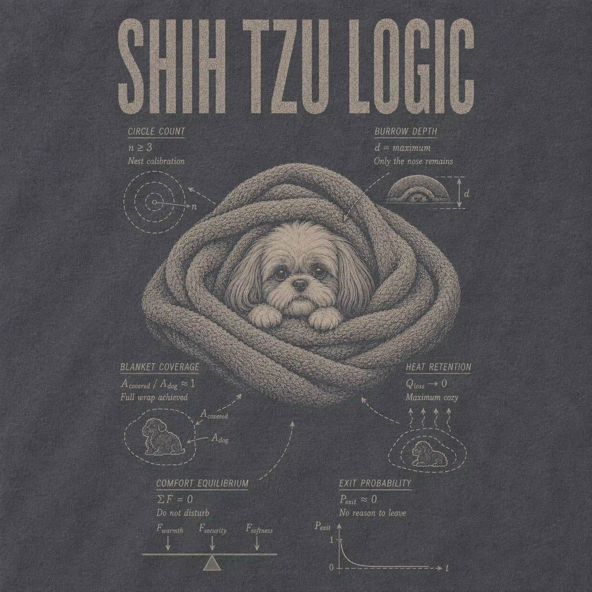 Pepper Shih Tzu Logic shirt design detail