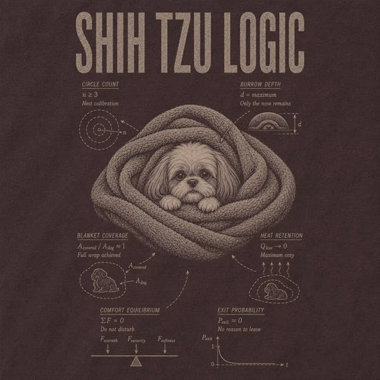 Dark Chocolate Shih Tzu Logic shirt design detail