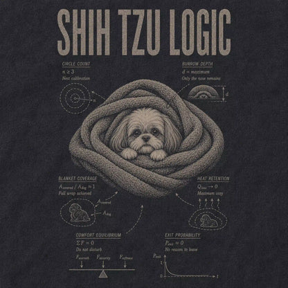 Black Shih Tzu Logic T-Shirt design detail