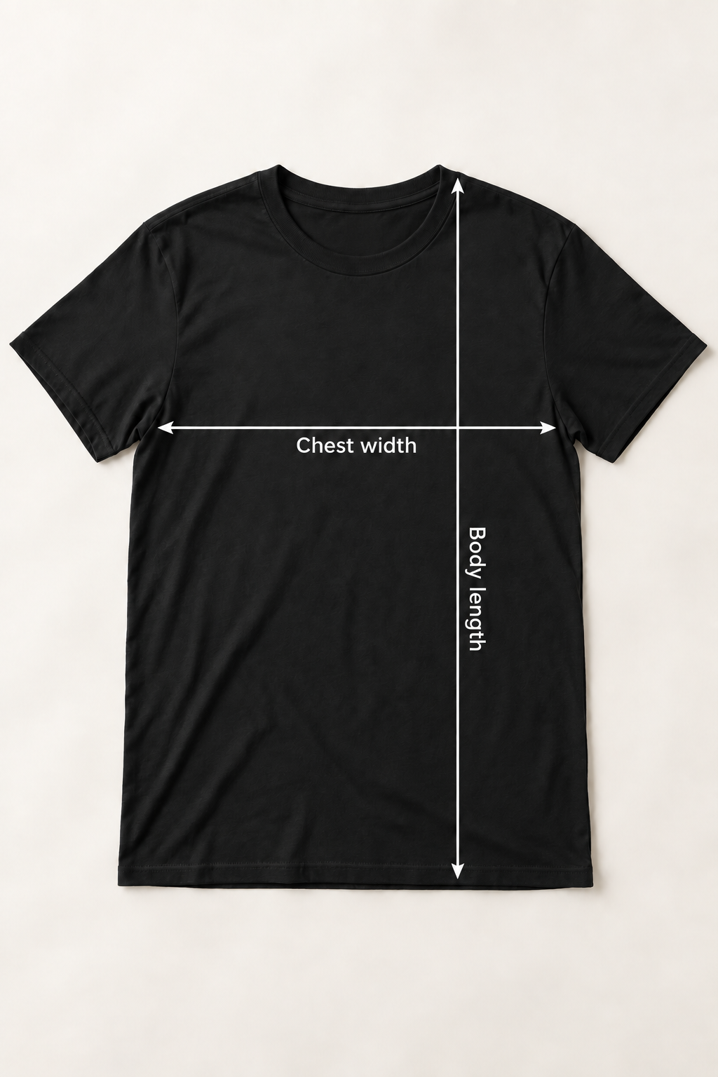 Softstyle T-Shirt. Garment laid flat showing where to measure chest width and body length
